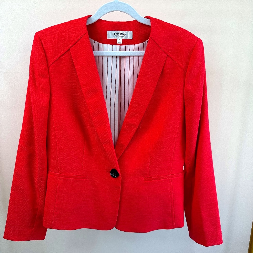 JONES STUDIO SEPARATES WOMENS CORAL BLAZER SZ 10  EXCELLENT CONDITION